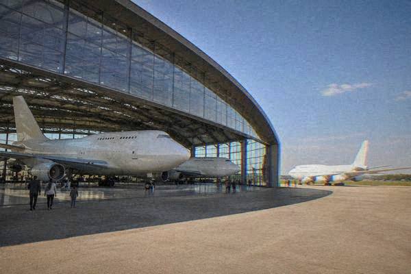 Aircraft displayed inside the Aeroscopia hall