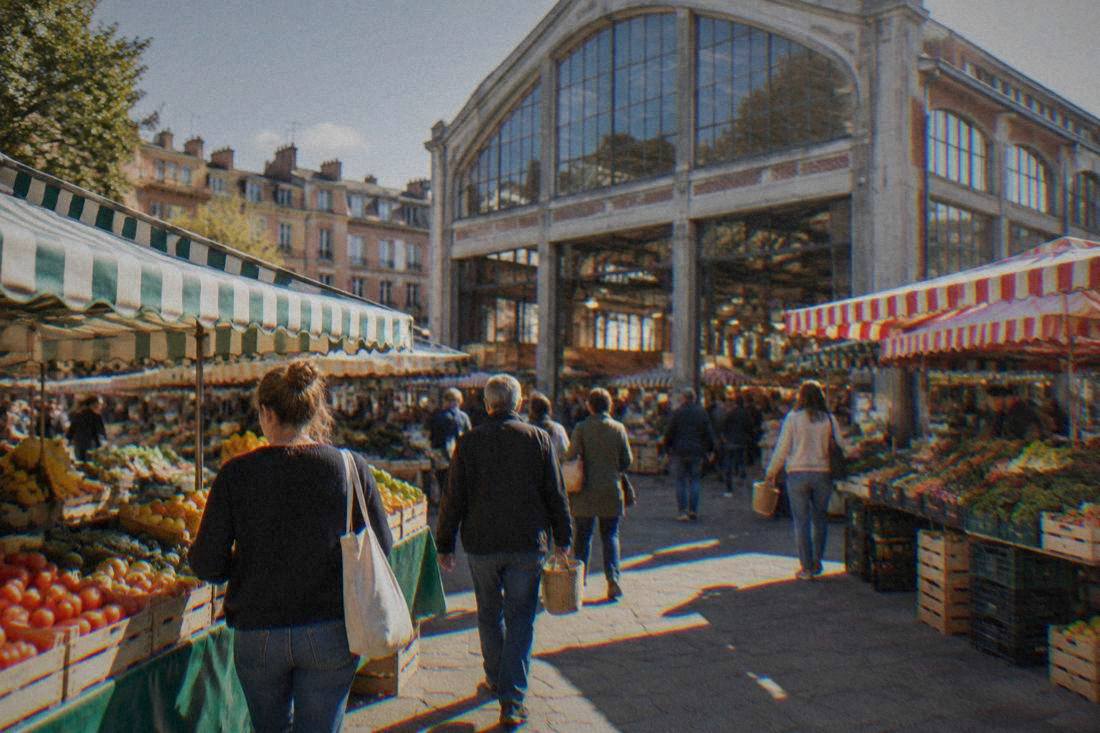 Covered market stalls