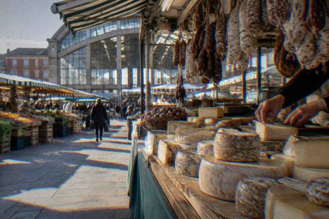 Market stalls at midday