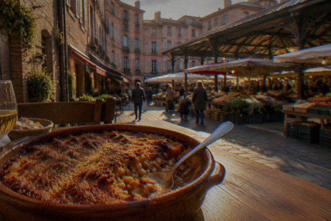 A pot of cassoulet