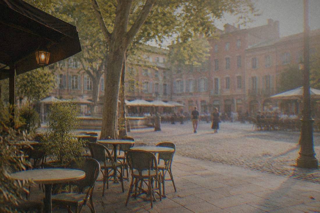 A bar terrace in the evening light