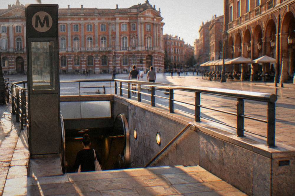 A Toulouse metro station entrance on a city street